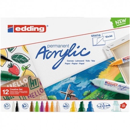 Akril marker Edding Creative Set Basic 12 db-os klt.