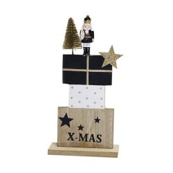 Karácsonyi dekor 11x21 cm fa ajándékok+fenyőfa+diótörő