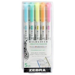 Szövegkiemelő Zebra Mildliner Highlighter Fluorescent 5-ös készlet