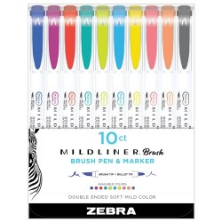 Ecsetirón Zebra Mildliner Brush&Marker 10-es készlet (Friendly, Refresh)
