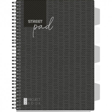 Spirálfüzet Street Pad Black & White Edition A/4 100 lapos kockás, fekete