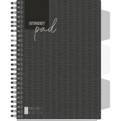 Spirálfüzet Street Pad Black & White Edition A/5 100 lapos vonalas, fekete