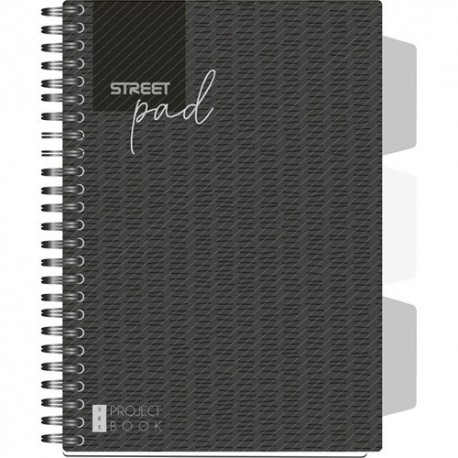 Spirálfüzet Street Pad Black & White Edition A/5 100 lapos kockás, fekete