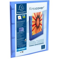 Gyűrűs könyv Exacompta Kreacover A/4 4 gyűrűs 20 mm gerinccel panorámás PP kék (15 mm)