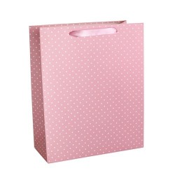 Dísztasak papír 18x23 cm pöttyös pink