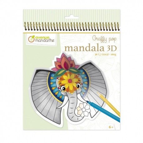 Kreatív színező Avenue Mandarine Graffy Pop Mandala 3D, spirálos, A szavanna állatai