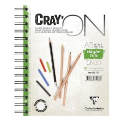 Művészeti rajztömb Clairefontaine CrayON A/5 30 lap 160g spirálos fehér