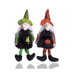 Halloween boszorkány lógólábú zöld/piros 2 féle