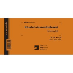 Készlet visszavételezési bizonylat 2 tételes 25x4 lapos tömb 203x102 mm