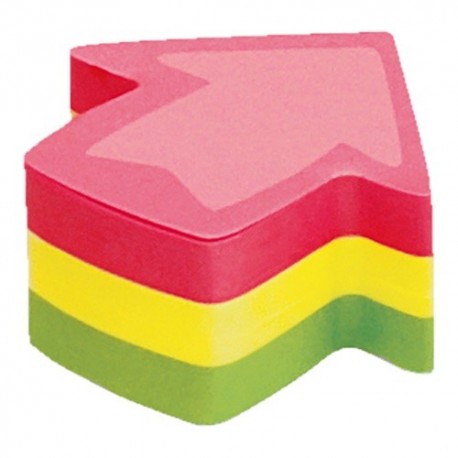 Öntapadós jegyzettömb Info Notes Cubes 50x50 mm méretből vágva 225 lapos neon vegyes színek nyíl