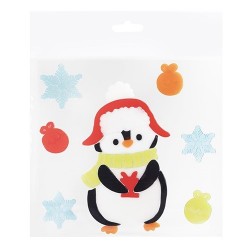 Karácsonyi ablakzselé 20x20 cm sapkás pingvin