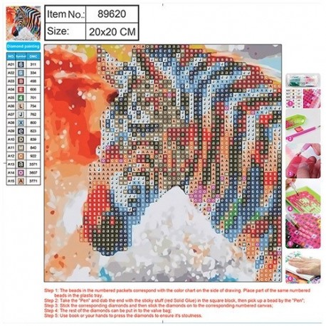 Kreatív gyémántszemes kirakó Centrum 20x20 cm, Zebra