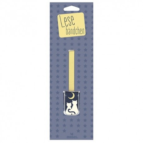 Könyvjelző Moses Verlag szalagos, cicák holddal