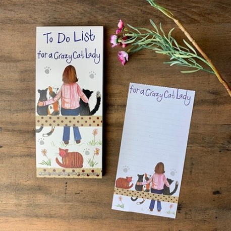 To Do jegyzettömb Alex Clark, 100db mintás oldal, 22,5x10 cm, hátoldalán mágnes, crazy cat lady