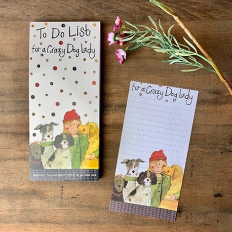 To Do jegyzettömb Alex Clark, 100db mintás oldal, 22,5x10 cm, hátoldalán mágnes, crazy dog lady