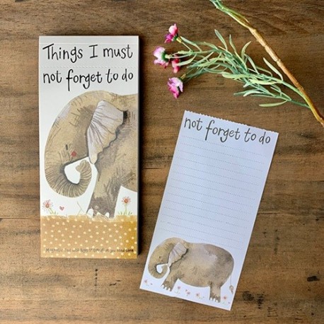 To Do jegyzettömb Alex Clark, 100db mintás oldal, 22,5x10 cm, hátoldalán mágnes, Nellie elefánt