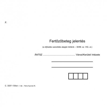 Fertőzőbeteg jelentés boríték C/6