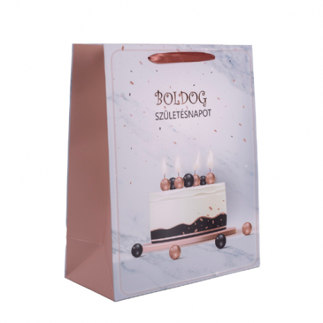 Dísztasak matt 26x32 cm tortás Boldog születésnapot felirattal