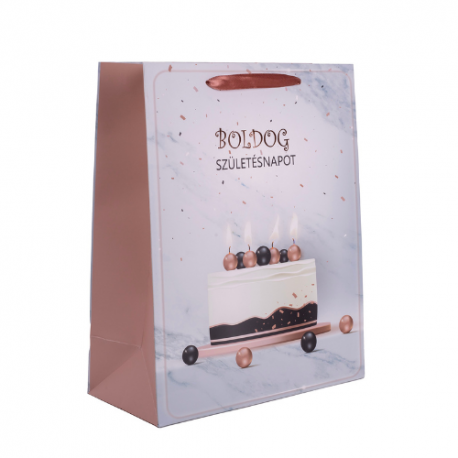 Dísztasak matt 11x14 cm tortás Boldog születésnapot felirattal