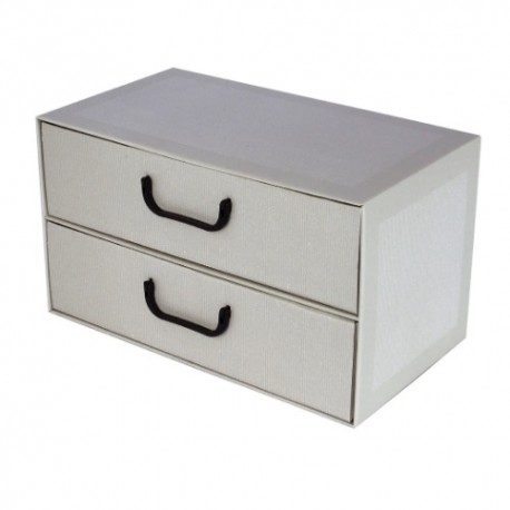 Irattartó box Miss Space karton 2 fiókos horizontális zárt beige