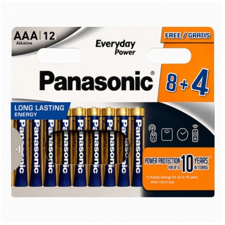 Tartós elem Panasonic AAA micro 1.5 V alkáli 12 db-os