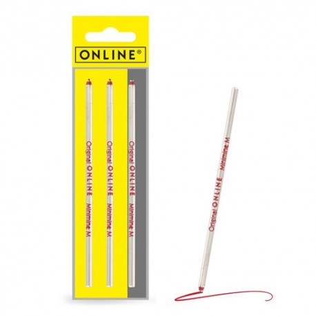 Golyóstoll betét Online mini standard piros 3db/csomag